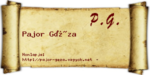 Pajor Géza névjegykártya